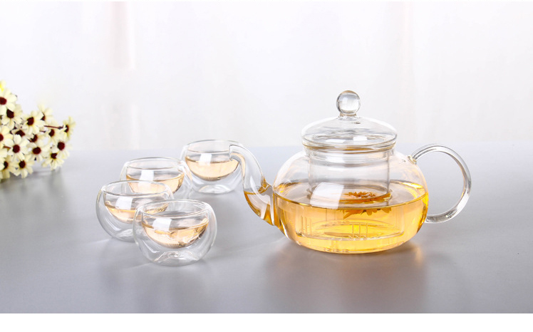 Hochwertige Teekanne aus hitzebeständigem Glas, praktische Flasche, Blumenteetasse, Glasteekanne mit Teeblatt, Kräuterkaffee